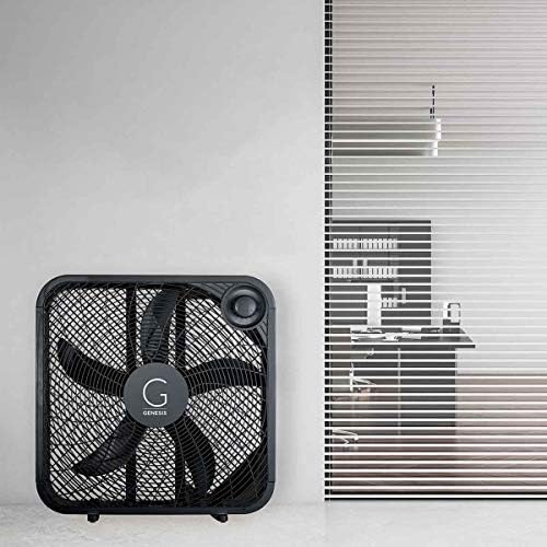 Genesis 20" Box Fan, 3 Settings, Max Cooling Technology, Carry Handle, Black (G20BOX-BLK)