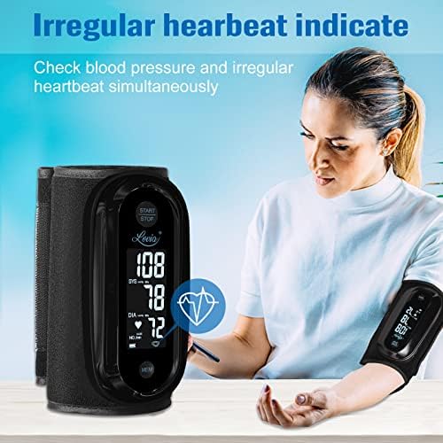 Blood Pressure Monitor Upper Arm with One Piece Design, Digital BP Machine for Home Use with Cuff Size 9-14 Inch, Portable Meter, Built-in Battery