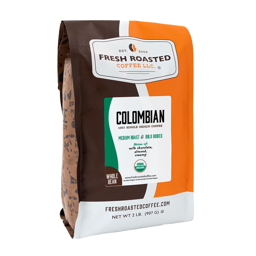 Fresh Roasted Coffee, Dark Brazil Whole Bean Coffee, Med-Dark Roast, Kosher, 5 lb (80 oz)