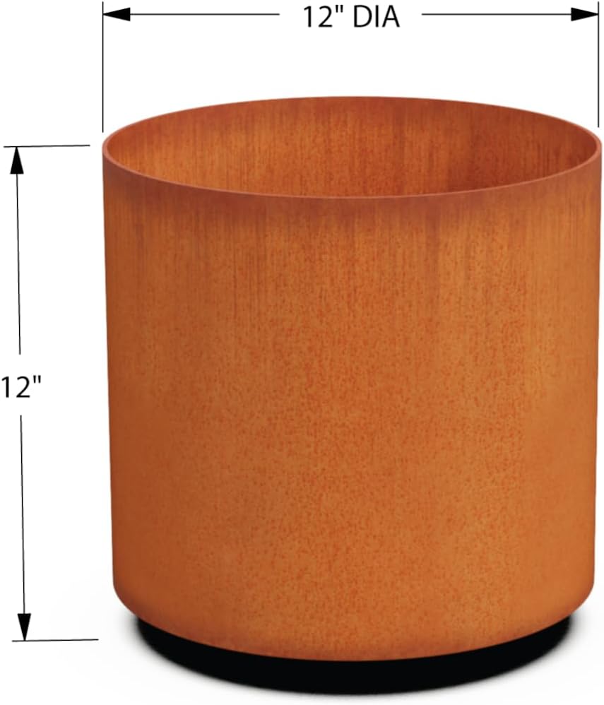 Plantercraft Large Round Planters for Outdoor Plants - 24 Inch Corten Steel Planter for Patio