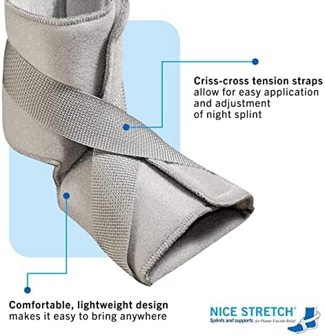 Brownmed Nice Stretch X Lite - Dorsal Foot & Ankle Night Splint for Plantar Fasciitis & Tendonitis - Adjustable Universal Fit
