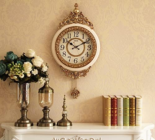 SHISEDECO 29.5" Large Vintage Antique Grandfather Pendulum Wall Clock, Blue