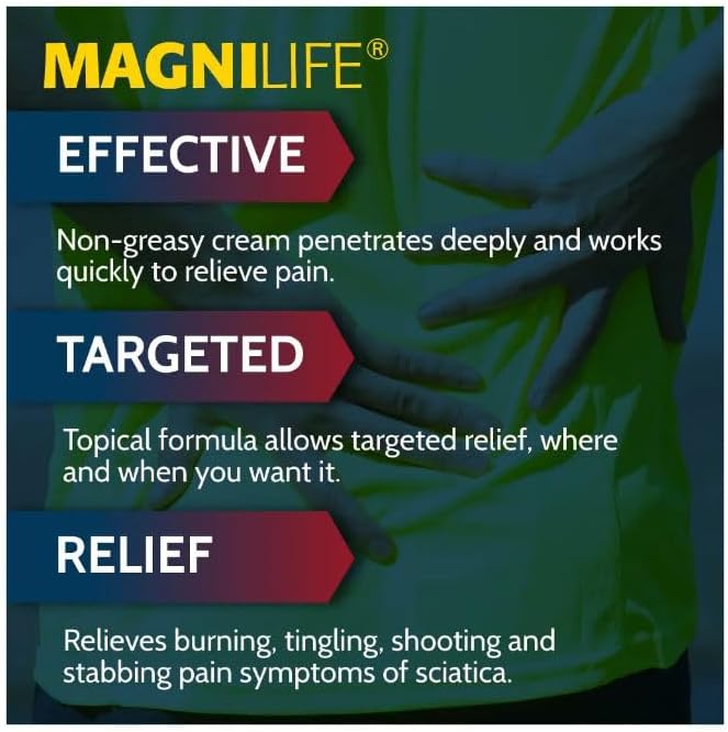 MagniLife Leg & Back Pain Relief Cream (4 oz), Topical Support for Leg Pain & Lower Back Discomfort, Fast Absorbing, No Residue, Mild Scent, Massage-in Formula