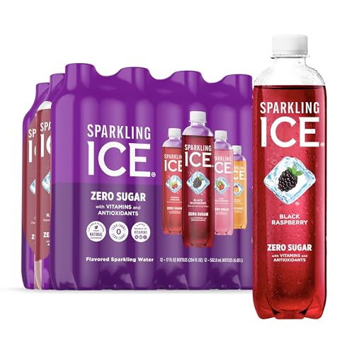 Sparkling Ice Purple Variety Pack, Flavored Water, Zero Sugar, with Vitamins and Antioxidants, 17 fl oz, 12 count (Black Raspberry, Cherry Limeade, Orange Mango, Kiwi Strawberry)