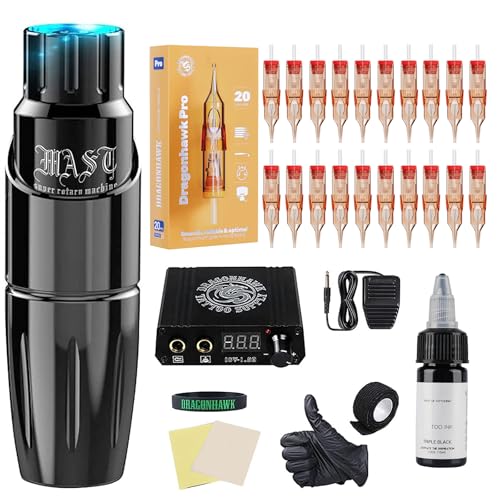 Dragonhawk Mast Tour Wired Tattoo Machine Kit, 82g Rotary Pen for Beginners