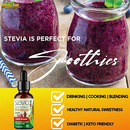 Candy Bread Premium Quality Stevia Drops | Organic Liquid Stevia |Best Sugar Substitute | 100% Pure Extract | All Naturally Sweet | Non-Bitter