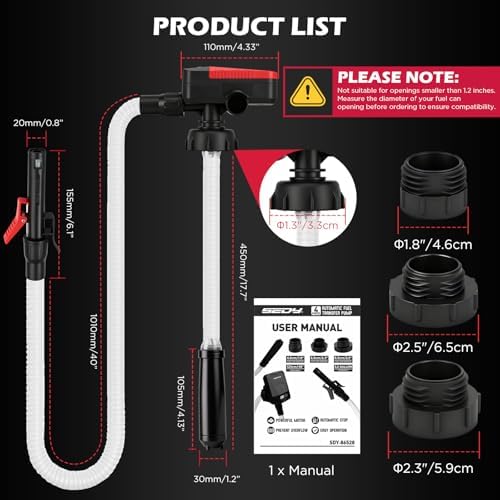 SEDY Lubricant Fluid Transfer Pump, Transmission Fluid Pump, Gear Oil Pump for Gallon Bottles & Wide Mouth Quart Bottles, Differential Fluid Pump