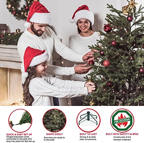 Puleo International 7.5 Foot Pre-Lit Slim Flocked Fraser Fir Artificial Christmas Tree with 500 UL Listed Clear Lights