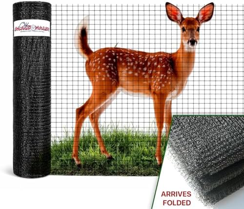 OldMacDonald Deer and Animal Fence Barrier Netting (55gr/sq m.) 7.5' x 330' (2.3m x 100m) (mesh 19x19mm) - Folded for Shipping