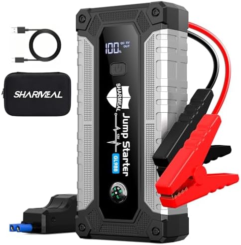 6000A Jump Starter, Portable Jump Starters 12V Car Battery Booster Jump Box Pack for All Gas & 10.0L Diesel Engines with 3 Modes Flashlight and Jumper Cables