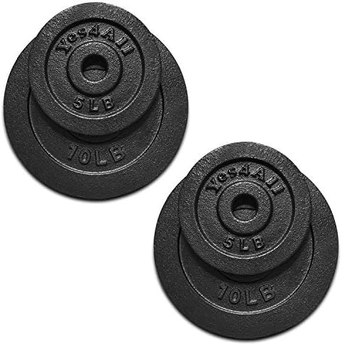 Yes4All Cast Iron Weight Plates, 1.15-Inch Standard Hole Weight Plate Set of 4 & 8, Fits Dumbbell Handles for Strength Training