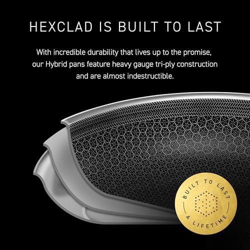 HexClad 4.5 Qt Hybrid Nonstick Deep Sauté Frying Pan & Lid, Induction Ready | Stay-Cool Handles, Dishwasher and Oven Safe up to 900°F, Compatible with All Cooktops