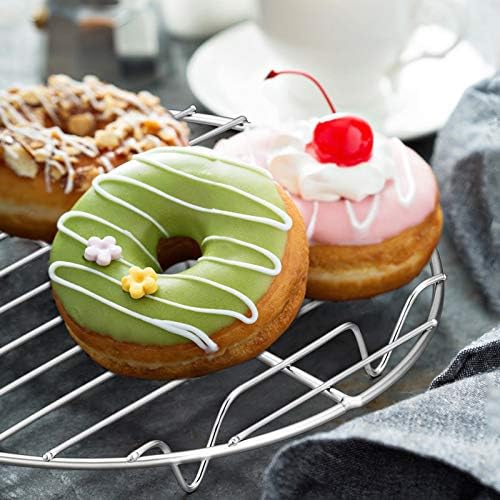 E-far Round Cooking Racks - Size 7½” & 9” & 10½” - Stainless Steel Round Steaming Baking Cooling Rack Set of 3, Multi-Purpose for Canning Air Fryer Pressure Cooker, Dishwasher Safe
