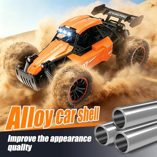 Remote Control Car, Fast RC Monster Truck with Durable Metal Body, 1:16 Off-Road RC Crawler with LED Headlights, All-Terrain Drift Car, 3 4 5 6 7 8 9 10 Year Old Boys Girls Kids Gifts