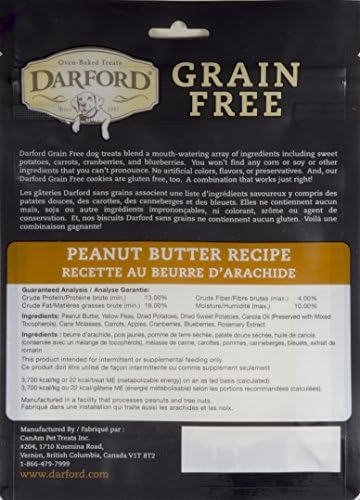Darford Grain Free Peanut Butter Dog Treats – All Natural Crunchy Biscuits – No Corn, Soy or Wheat – Oven-Baked in Canada – High Protein