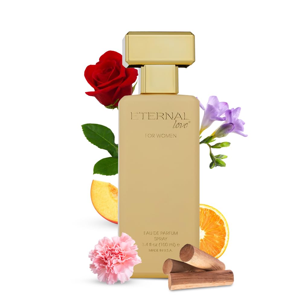 Eternal Love for Women - Long Lasting Eau de Parfum Spray - Premium Floral Fragrance with Peach & Sandalwood - Soft Feminine Scent - 3.4oz