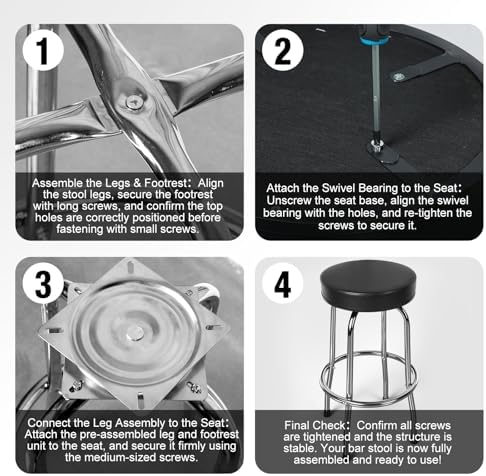 YELLOW JACKET Swivel Bar Stool with Footrest, Padded Seat | Modern Counter Barstool, 360° Swivel, Ball Bearing, Anti-Slip Caps