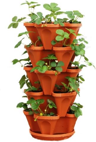 5 Tier Stackable Strawberry, Herb, Flower, and Vegetable Planter - Vertical Garden Indoor/Outdoor