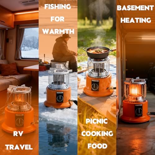 2-in-1 Propane Heater and Stove, Portable Heater with 6FT Regulating Valve, Dual Function Indoor Safe for Ice Fishing, Tent Camping, Tailgating
