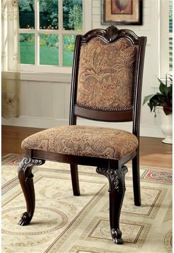 Furniture of America Ferrara Elegant Dining Chair, Brown Cherry, Set of 2 (IDF-3319F-SC)