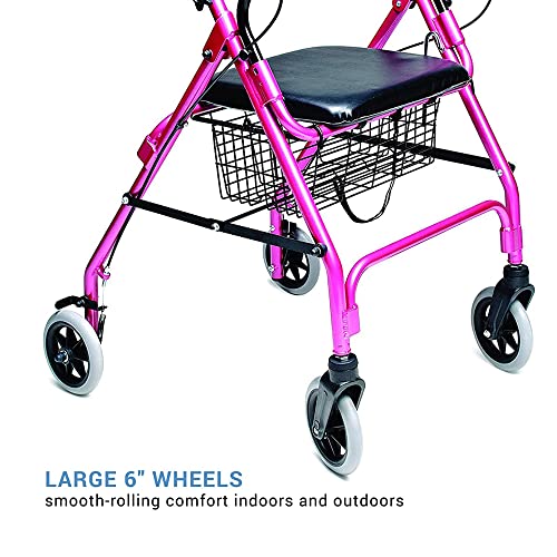 Lumex Walkabout Lite Rollator – Lightweight 14.5 lb. Rolling Walker with Seat for Seniors, Lavender