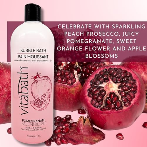 Vitabath Pomegranate Bellini Blush Bubble Bath Rich Foaming Bubbly Soak & Relaxing Aromatherapy Moisturizing & Nourishing Indulgent Suds for Women &