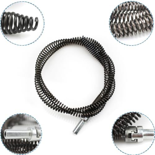 Amonk Drain Auger Cable 3.28Ft Clog Remover with Drill Connector 10mm Flexible Plumbing Snake Pipe Drain Cleaner for Kitchen, Bathroom and Shower Sink