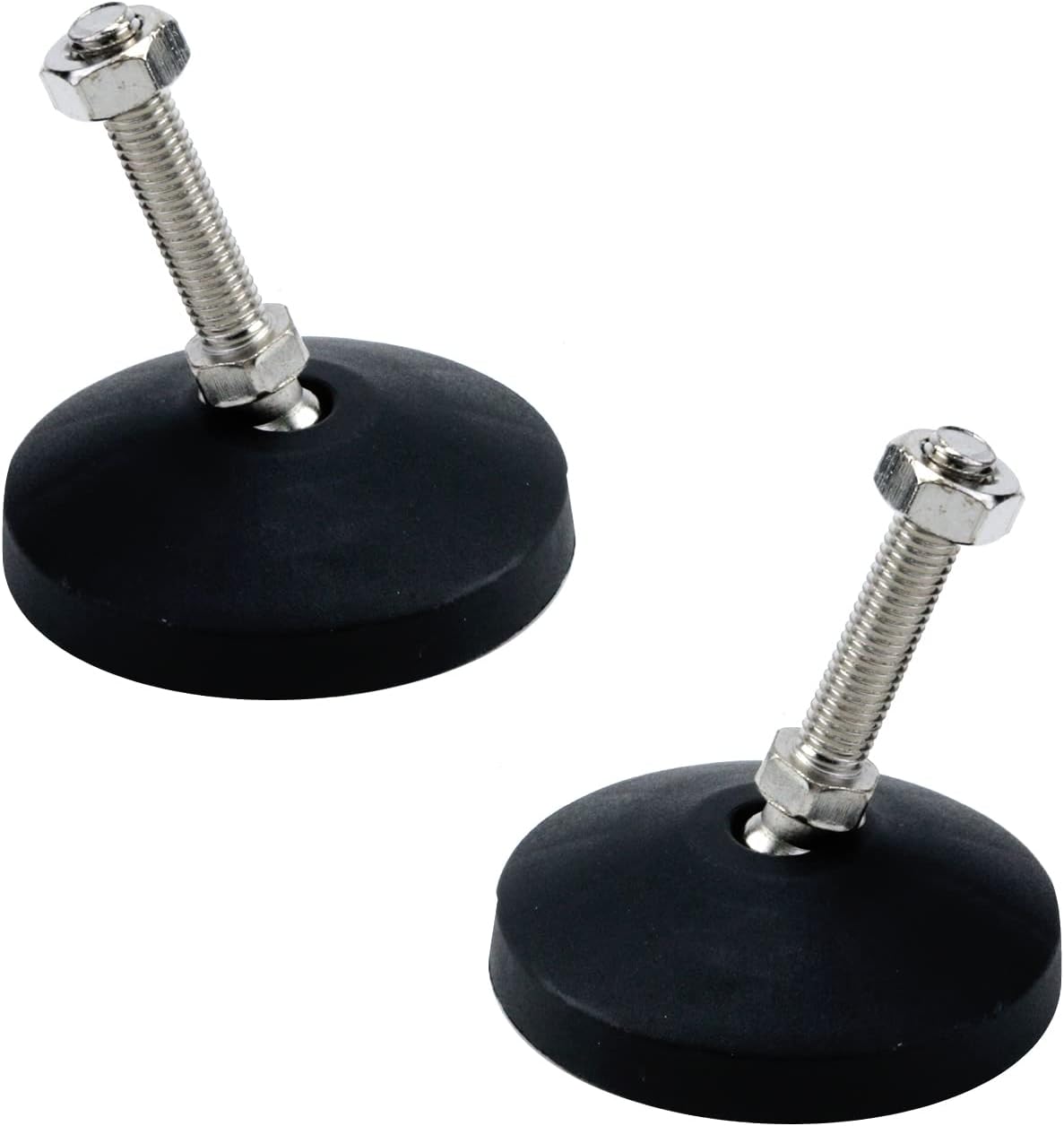 Antrader 4Pcs M8 x 2 Inch Steel Adjustable Leveling Feet,2 Inch Nylon Base | Reinforced Articulated Foot Cups for Furniture & Equipment,Anti-slip Dotted Rubber Base,Reduce Vibration & Protect Floors