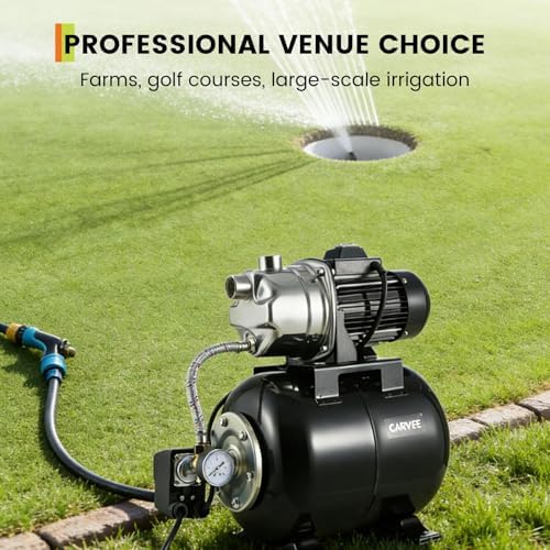 1HP Shallow Well Pump Tank Garden Water Pump Booster System, Pressurized Farm Irrigation, Automatic Water Booster Jet Pump or Home, Farm, Garden Irrigation & Water Transfer, Blue