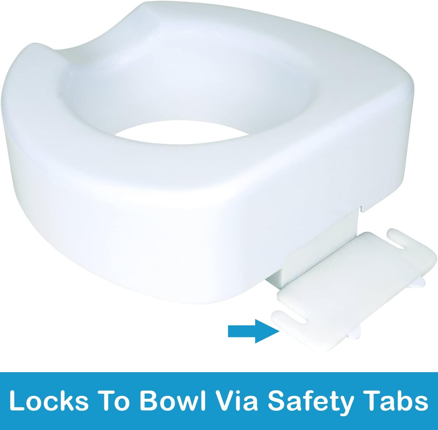 Carex Toilet Seat Riser with Quick-Lock, Raised Plastic Toilet Seat Adds 4” of Height - Fits Most Standard Round & Elongated Toilets