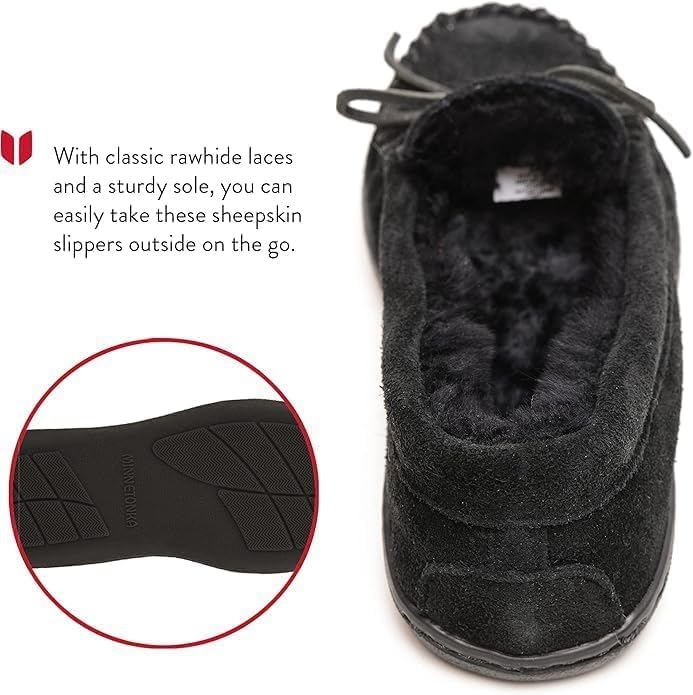 Minnetonka Men's Sheepskin Hardsole Slipper