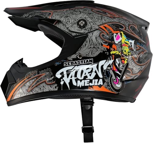 Motocross Helmet ATV Dirt Bike Helmets Off-Road Helmet with Gloves Goggles for Unisex Adult Youth DOT/FMVSS 218 Approved (Medium, Black)