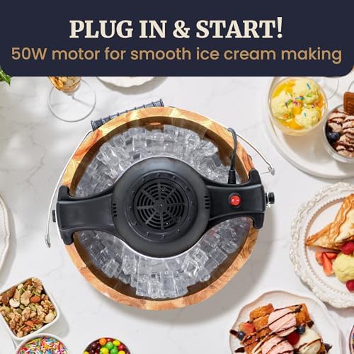Elite Gourmet EIM402 4Qt Old Fashioned Wood Bucket Ice Cream Maker