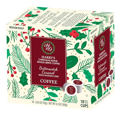 Harry & David Christmas Blend Coffee - Butterscotch & Caramel Coffee - 18 Single Serve Cups