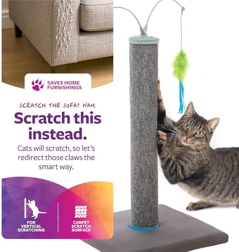 SmartyKat Scratch 'N Spin Carpet Cat Scratching Post with Spinning Wand Toys - Gray, One Size