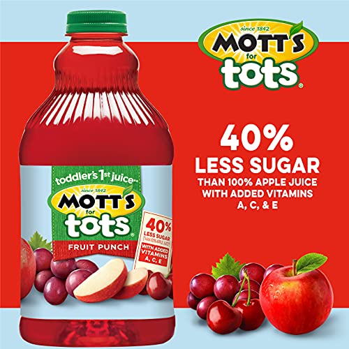 Mott's For Tots Apple, 64 Fl Oz Bottle, Juice With Purified Water, Good Source Of Vitamin C, 40% Less Sugar Than 100% Apple Juice, No Artificial Sweeteners