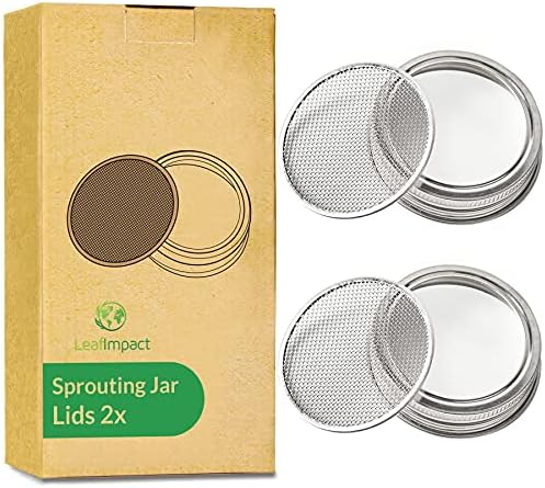 2 Pack Seed Sprouting Jar Lids | For 2.75" Regular Mouth Mason Jars | Fresh Sprouts at Home | Strainer Screen for Canning Jars | 304 Stainless Steel