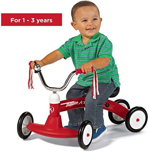 Radio Flyer Scoot About Ride On, Toddler Ride On Toys, for Toddlers 1-3 | Adjustable Seat, Stable Wide-Set Front Wheels, Clear Kick Path