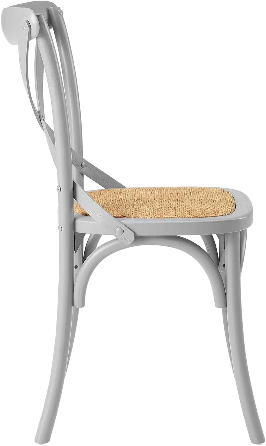 Modway Gear Rustic Modern Farmhouse Elm Wood Rattan Dining Chair in Gray