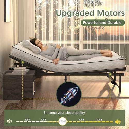 Adjustable Bed Frame Twin XL Electric Adjustable Bed Base | Head & Foot Incline, Ultra Quiet Motor, Remote Control, Fits Most Mattresses, Reduces Snoring & Boosts Circulation