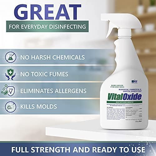 Vital Oxide Disinfectant, Deodorizer, Cleaner, Food-Contact Sanitizer, Virucide – (EPA registration #82972-1) – Kills Mold & Mildew, Eliminates Odors -1 Gallon | EPA registration 82972-1, disinfectant, deodorizer, cleaner, food-contact sanitizer and viru…