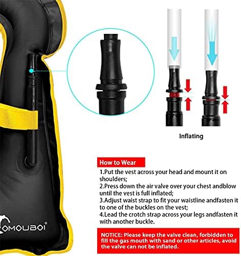 OMOUBOI Snorkel Vest for Adults Swim Vests Inflatable Snorkeling Jackets for Diving, Snorkeling, Swimming Safety (Suitable for 100-220 lbs)