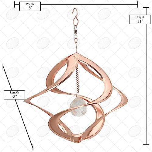 Red Carpet Studios The Original Cosmix Helix Wind Spinner Indoor/Outdoor Hanging Art, 11" Tall, Copper with Blue Planet