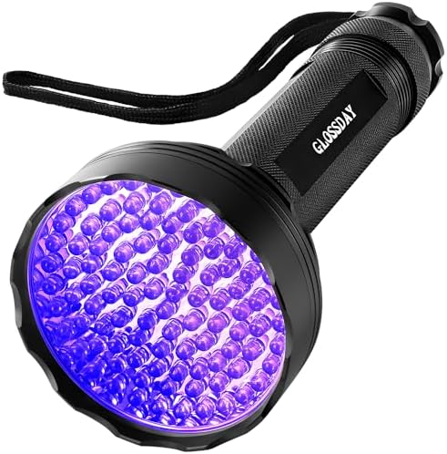 GLOSSDAY Blacklight Flashlight,128 LED UV Flashlights, Upgraded Bright Ultraviolet Flashlight Professional Black Light for Dog/Cat, Hunting Scorpions