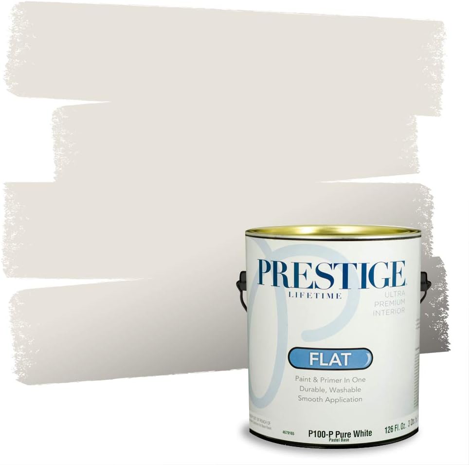 PRESTIGE Paints Exterior Paint and Primer In One, 1-Gallon, Semi-Gloss, Comparable Match of Sherwin Williams* Pure White*