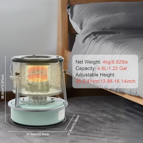 Kerosene Heater, 2600W Kerosene Portable Heaters for Outing Camping & Indoor Use with Handle, Emergency Oil Heater for Heating, Garage, Cooking(4.6L)