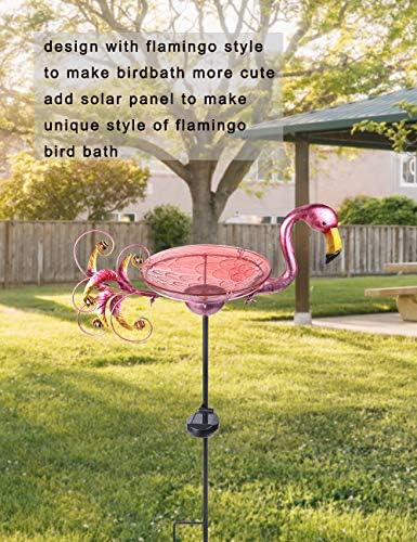 MUMTOP Outdoor Bird Bath Solar Birdbath Garden Feeder with Metal Stake,Blue