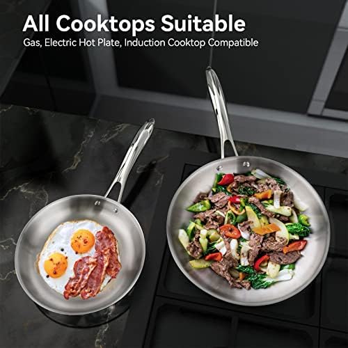 Duxtop Tri-Ply Stainless Steel Induction Cookware, 10PC Pots and Pans Set | Whole Clad 3-Layer Steel, Family Cookware Set, Even Heating