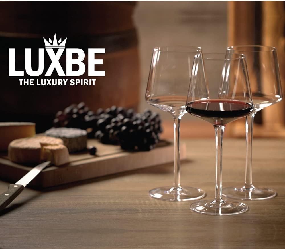 Crystal Wine Glasses Set 6, Red White Wine Large Glasses - 100% Lead-Free Glass - Pinot Noir - Burgundy - Bordeaux - 20.5-ounce