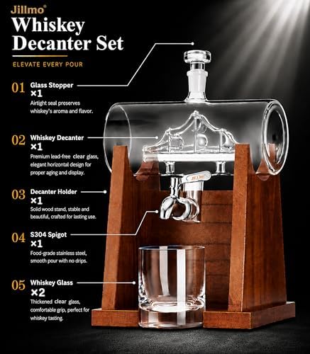 Jillmo Ship Whiskey Decanter Set for Men, 1250ml